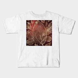 Metallic Leaves- Golden Brown Kids T-Shirt